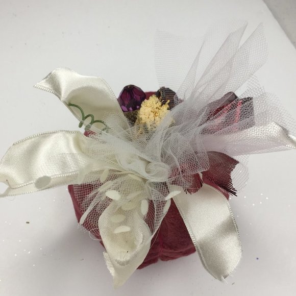Handmade dusty rose and ivory pumpkin. - Picture 4 of 5
